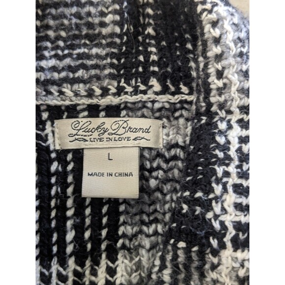 Lucky Brand Black White Plaid Woven Angle Zipper Crop Blazer Jacket Sz L Classy - Picture 7 of 11